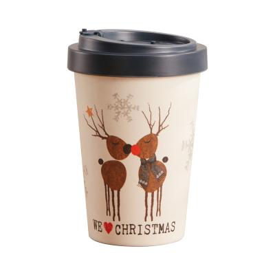 China Wholesale Custom Logo Reusable Bamboo Fiber Mugs Coffee Drink Cups Eco-Friendly Viable With Silicone Lid Sleeve Straw for sale