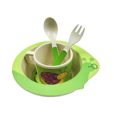 China 5pcs Set Durable Fiber Cartoon Kids Tableware Cute Animal Health Bamboo Eco-Friendly Sustainable Tableware Set for sale