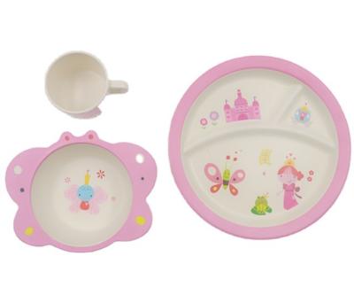 China Custom Bamboo Animal Cardboard Fiber Kids Tableware Dinner Set Eco-Friendly Sustainable for sale