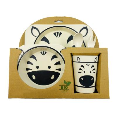 China Wholesale Reusable Biodegradable Bamboo Fiber Kids Tableware Set Eco - Friendly Sustainable for sale