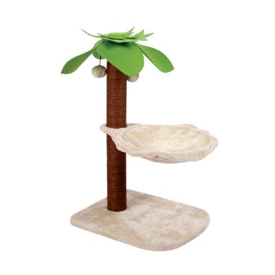 China Viable Wholesale Design Green Plants Climb Tree Cat Furniture Tower Pet Cat Wooden Housing Scratcher for sale