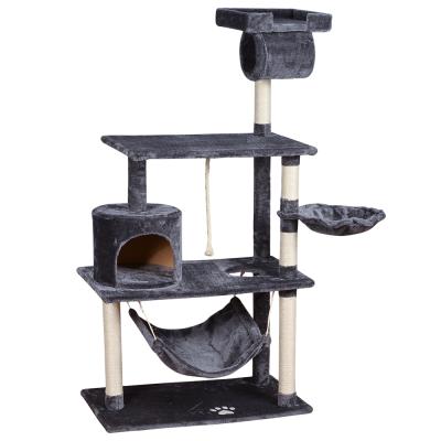 China China Factory Customized Sustainable Design Plush Pet Housing Tower Furniture Furniture Cat Scratcher Wooden Cat Scratcher Treehouse for sale