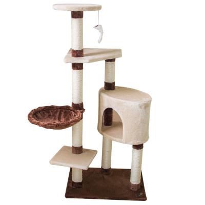 China Sustainable Multicolor Driftwood Sisal Post Cat Tower Cave for sale