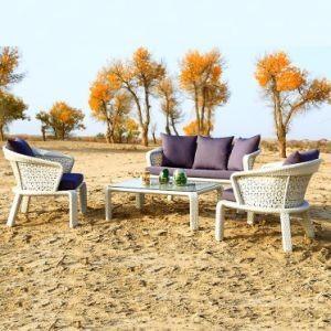 China SF-16 Brown Outdoor Dining Furniture Combination Garden Sofa Set for sale