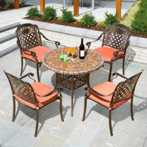 China Villa Aluminum Patio Furniture Sets European Cast Aluminum Dining Set for sale