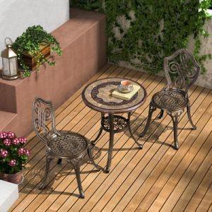 China 3PCS Cast Aluminium Outdoor Furniture Folded Aluminium Dining Set Outdoor for sale