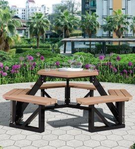 China Hexagon Rattan Long Bench Plastic Wood Long Wicker Bench Custom for sale