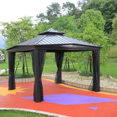 China PVC Coated Iron Gazebo Quad Pop Up Gazebo With Sides Steel Frame for sale