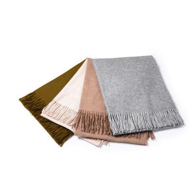 China New stylish and warm hot selling products travel daily good partner wool blend thickened plain color warm woven shawl for sale