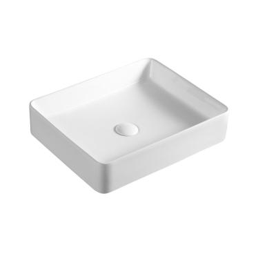 China Rectangular ceramic bathroom sinks wash hand basin countertops art sink basins washroom washbasin easy clean modern ceramic glossy white bowl sink for sale