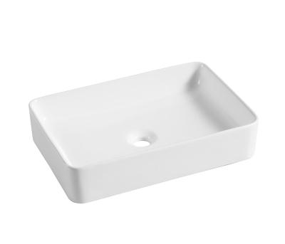 China Rectangular ceramic bathroom sinks wash hand basin countertops art sink basins washroom washbasin easy clean modern ceramic glossy white bowl sink for sale