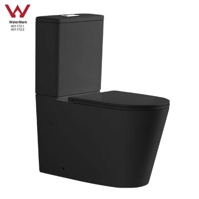 China European Standard Australian Standard Rimless Two Piece Dual Flush Toilet Modern Watermark Bathroom Wall Faced Toilet for sale