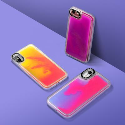 China Protective Luxury Neon Sand Liquid Case For iPhone XS MAX Glitter Glow In Dark Mobile Cover For iPhone XR Quicksand For iPhone 6 7 8 Case for sale