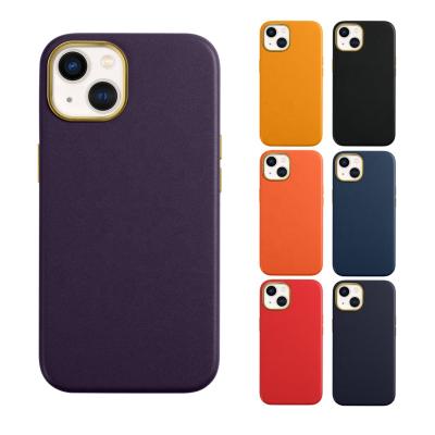 China Shockproof Luxury Custom Logo PU Leather Smartphone Case With Gold Ring Button Camera For iPhone 13 Pro Cell Phone 12 11 SE2 Max Case Cover for sale