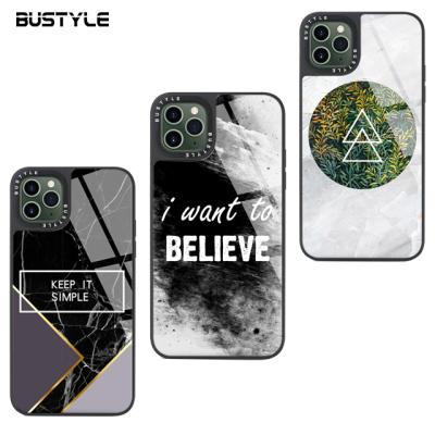 China Anti-drop Cell Phone Case Imitation Glass Cover With Camera Ring For iPhone 11 Black Custom Design Marble Phone Case For iPhone 12 for sale