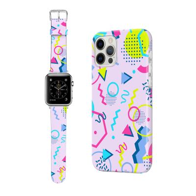 China Custom sublimation phone case leather strap for apple designer iwatch bands sublimation silicone watch strap for apple watch series 6 for sale