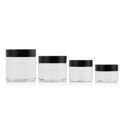 China 1oz 2oz 3oz 4oz Round Child Skin Care Clear Plastic Empty Custom Pet Cream Heavy Duty Weed Hemp Container Jar for sale