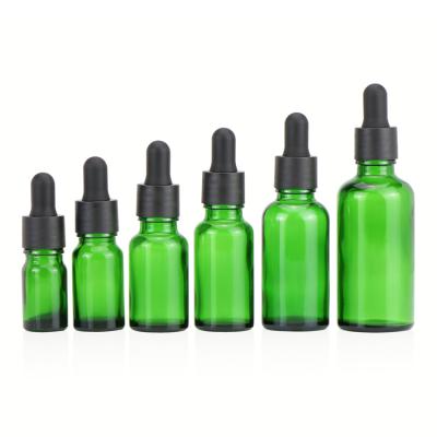 China Personal care 5m 10ml 15ml dropper bottle 20ml 30ml green glass amber cbd beard oil bottle maker for sale