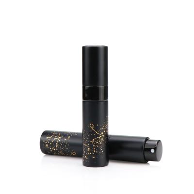 China High End Black Empty Aluminum Twist 10ml Perfume Spray Top Refillable Personal Care Bottle With Sprayer Head for sale