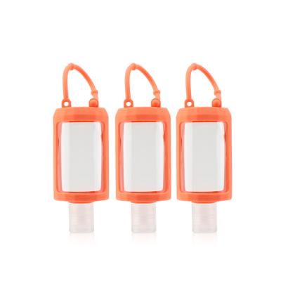 China BEAUTY PACKAGE high quality empty 1oz clear flip hand sanitizer travel hand sanitizer bottle silicone top case for 30ml alcohol gel bottle for sale