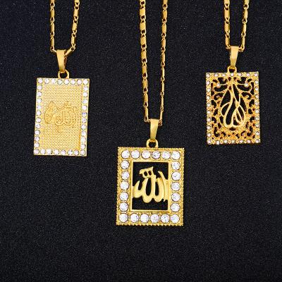 China Middle East Islamic Women's Necklace Romantic Muslim Allah Diamond Necklace Totem 18K Gold Plated Necklace for sale