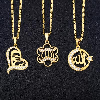 China 18K Gold Plated Brass Female Romantic Islamic Allah Totem Necklace Lady Necklace Middle East Muslim Jewelry for sale