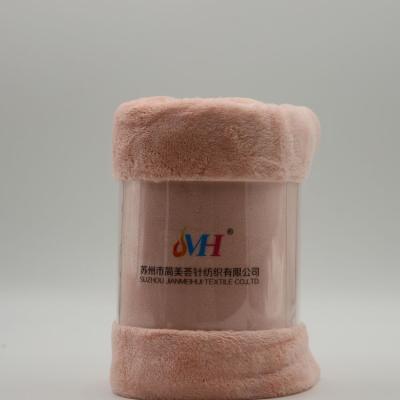 China Soft JMH Custom Design Incarnadine Pink 220GMS Throw Hospital Use Baby Polyester Coral Fleece Blanket for sale