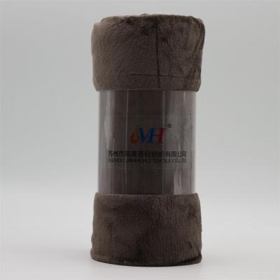 China Soft JMH Custom Design Brown 220GMS Throw Flannel Warm Made In China Coral For Winter Blanket for sale