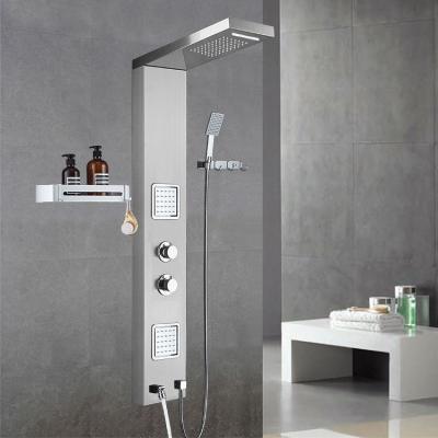 China With Slide Bar DIKALAN Sale 304 Stainless Steel Temperature Show Led Rainfall Shower Heads Massage Thermostatic Smart Shower Panels for sale