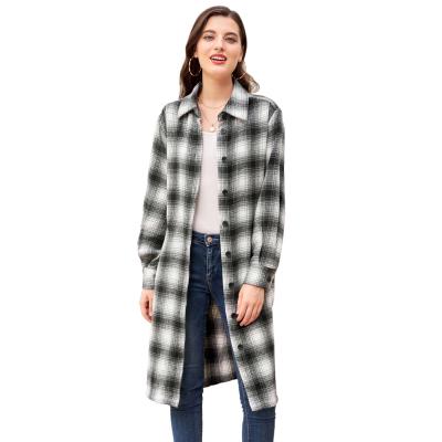 China Grace Karin Casual Viable Coat with Long Belt Lantern Sheath Lapel Collar Plaid Coat Long for Women for sale