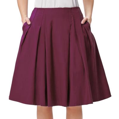 China Grace Karin Women's Vintage Solid Color High A-line Short Wine Red Breathable Stretch Retro Skirt CL010451-4 for sale