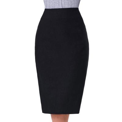 China KK Breathable Stretch Waist Bubbled Waist Detail High High Hip-wrapped Black Pencil Skirt KK000278 for sale