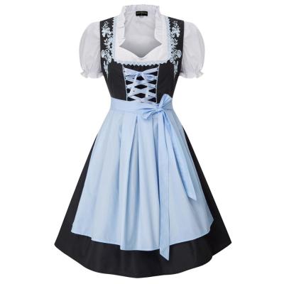 China OEM Breathable Women's White Tops+Dress+Apron 3pcs Set Oktoberfest German Bavarian Costumes for sale