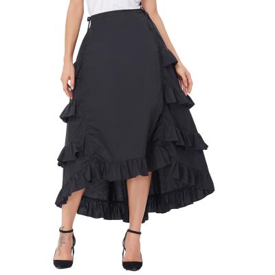 China BP Retro Vintage Gothic Women's Breathable Cotton Costume Black High Low Skirt BP000222-1 for sale