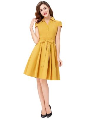 China CL010408 Grace Karin 1950s Women Summer Vintage High Stretchy Vintage Dress Breathable Collar Cap Sleeve Retro Vintage Style for sale