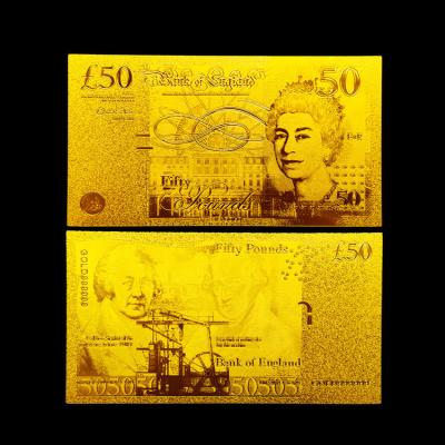 China £50 Pounds plated gold foil banknote for Value Collection Art crafts for sale