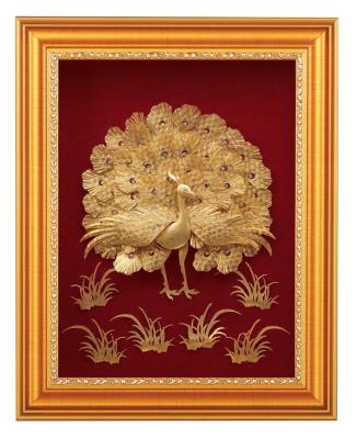 China Manual 3D gold foil peacock frame gold foil crafts 1.5kg / set for sale