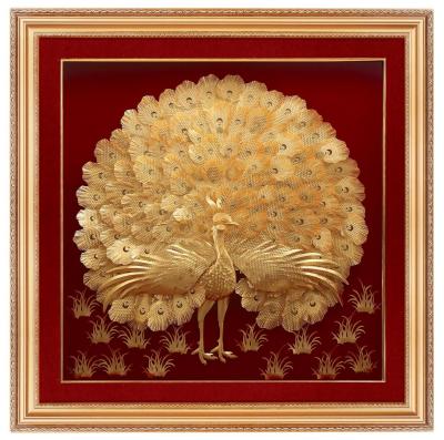 Chine La feuille d'or rouge de décoration d'affaires à la maison ouvre le paon 63cm * 63cm à vendre