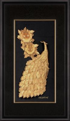 China 24 kt 3D gold leaf peacock frame , Hand made golden plastic frame for sale