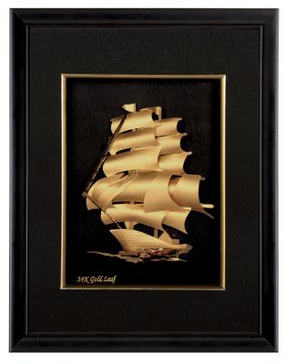 China Realistic 3D gold foil music Sailing frame / gold foil crafts home decoration for sale