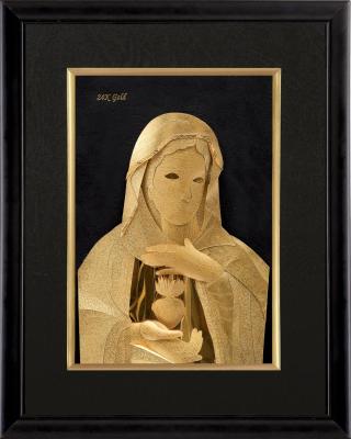 China Gold foil Mother Mary fram crafts , 3d gold leaf art light as feather for sale