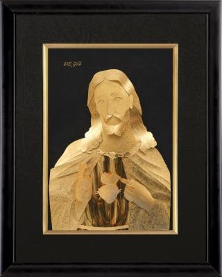 China Black wooden frame gold foil crafts , 3D 24K gold foil jesus frame for sale