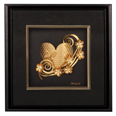 China 3D 24k gold leaf Fish frame , gold foil crafts home decoration for sale