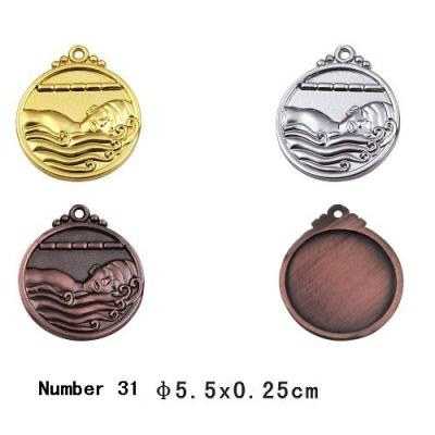 China Swimming medal Blank Sport Medals , custom plated gold / silver / bronze metal medal for sale