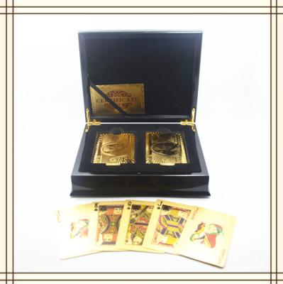 China OEM Luxury Two Deck 3D art Gold Playing Cards with wooden box for sale