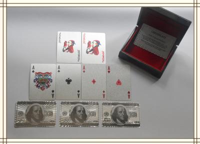 China Custom Playing Cards $100 dollar with Gold foil and PET / silver foil for sale