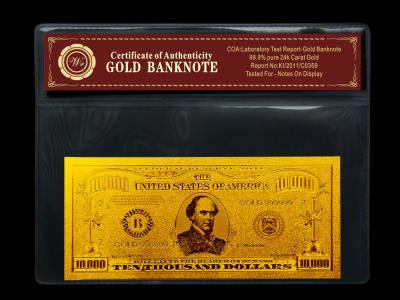 China $10000 dollar USA bill with PVC frame holder Certificate of Authenticity for sale