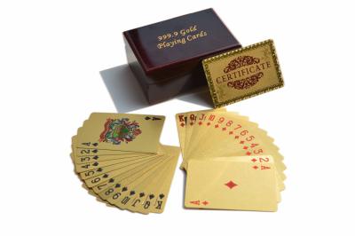 China Business Gift 24k Gold Playing Cards With Wood Box And Certificate For Collection for sale