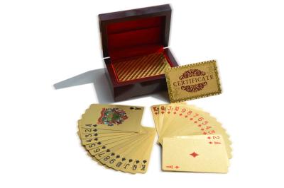 China Customize Engraved Stripe Gold Playing Cards 0.3mm Thickness with Wood Box for sale