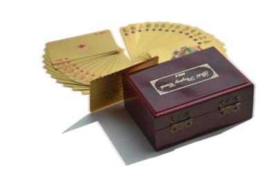 China Luxury Gold Playing Cards With Black Wood Box Many Bridge Playing Card In Stock for sale